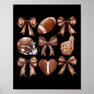 Game Day Vibes Heart Meme Coquette Bow Football Wo Poster