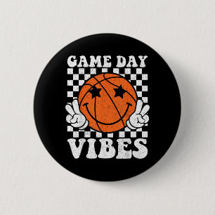 Game Day Vibes Retro Basball Lover Boys Girls Kids 6 Cm Round Badge
