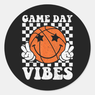 Game Day Vibes Retro Basball Lover Boys Girls Kids Classic Round Sticker