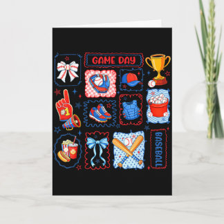 Game day vibes retro coquette bow baseball menGame Card