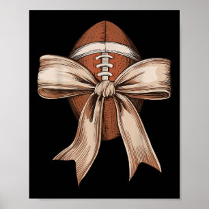 Game Day Vibes Retro Coquette Bow Football For Wom Poster