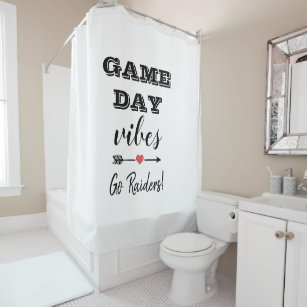 Game Day Vibes Team Heart Personalised Text Shower Curtain