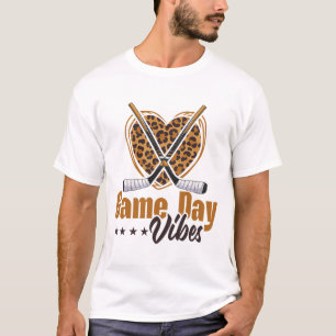 Game Day Vibes Women Mom Bleached Leopard Heart Ho T-Shirt