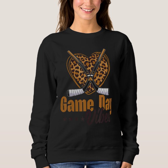 Game Day Vibes Women Mum Bleached Leopard Heart Ho Sweatshirt (Front)