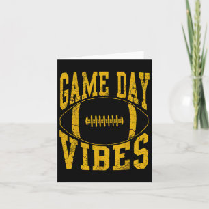 Game Day Vibes Yellow Football Vintage Distressed Card