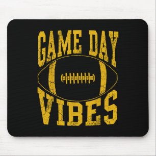 Game Day Vibes Yellow Football Vintage Distressed  Mouse Pad