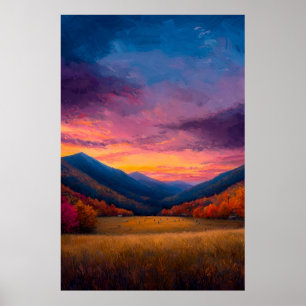 Game Day – Vibrant Autumn Mountain Sunset Landscap Poster
