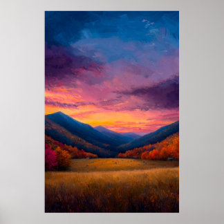 Game Day – Vibrant Autumn Mountain Sunset Landscap Poster