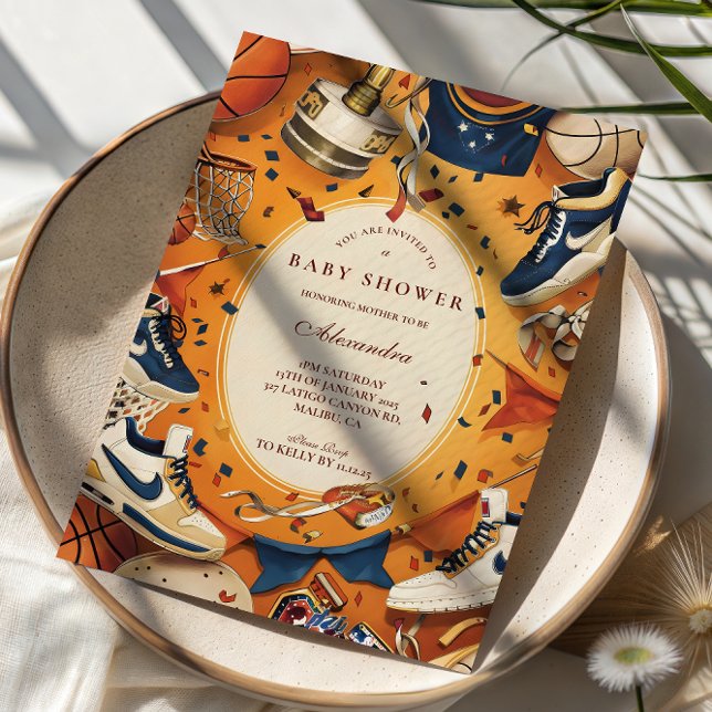 Game Day Vintage Basketball Baby Shower Invitation (Creator Uploaded)