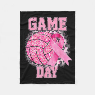 Game Day Volleyball Breast Cancer Awareness Nk Rib Fleece Blanket
