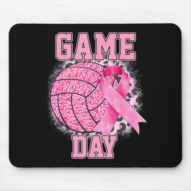 Game Day Volleyball Breast Cancer Awareness Nk Rib Mouse Pad (Front)