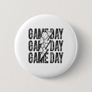 Game Day Volleyll Lightning Bolt Volleyll Mom Dad 6 Cm Round Badge