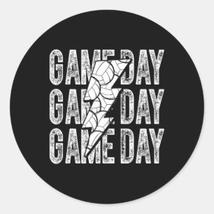 Game Day Volleyll Lightning Bolt Volleyll Mom Dad Classic Round Sticker