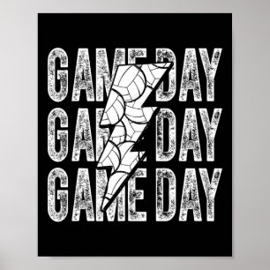 Game Day Volleyll Lightning Bolt Volleyll Mom Dad Poster