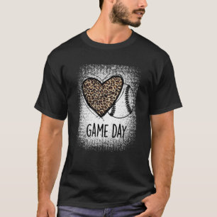 Game Day With Leopard Heart baseball Mum T-Shirt