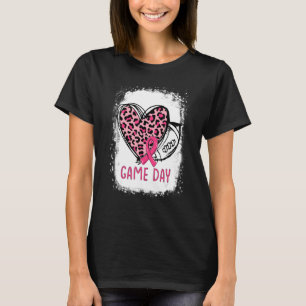 Game Day With Leopard Heart Football Mum T-Shirt