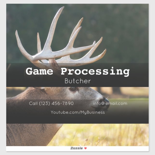 Game Deer Processing Vehicle Advertising Sticker (Sheet)