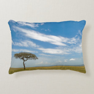 Game drive vehicle on open African plains Decorative Cushion