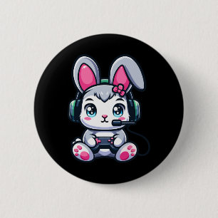 Game Easter Bunny Cute Gamer Girl 1 6 Cm Round Badge