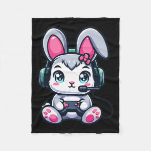 Game Easter Bunny Cute Gamer Girl 1 Fleece Blanket