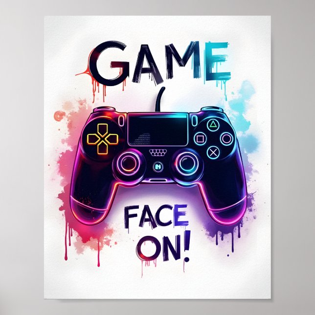  Game Face On! Controller Art Poster (Front)