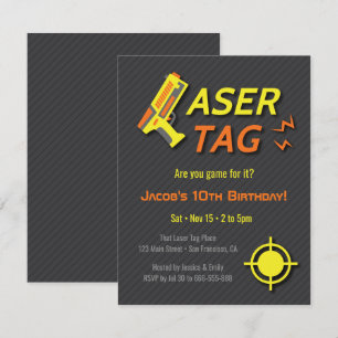 Game For Laser Tag Kids Birthday Party Invitations