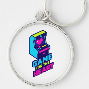 Game for the Heart — Neon Retro Love Art Key Ring