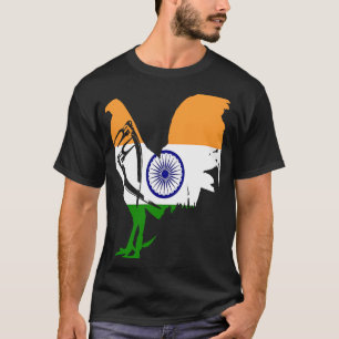 Game fowl India Indian flag gaff rooster Gamefowl  T-Shirt
