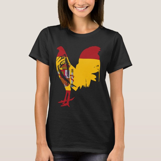 Game fowl Spain Spanish flag gaff rooster Gamefowl T-Shirt (Front)