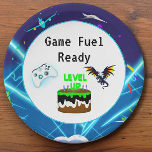 Game Fuel Ready Happy Birthday Critical Hit! Paper Plate