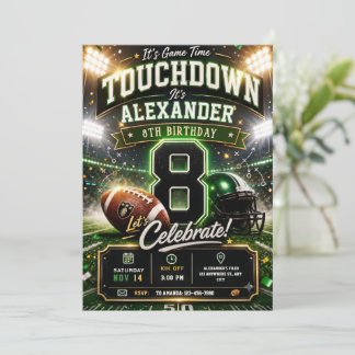 Game Gay Sports Touchdown Football 8th Birthday Invitation