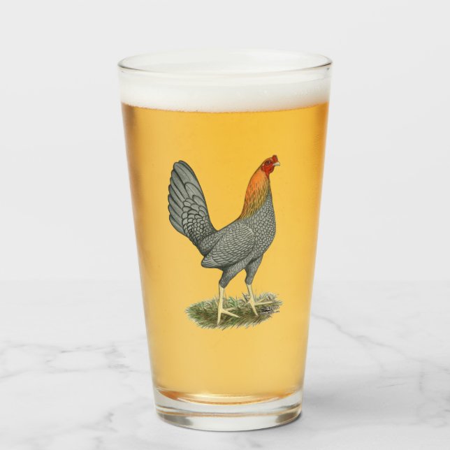 Game Hen Blue Red Glass (Front Filled)