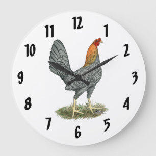 Game Hen Blue Red Large Clock