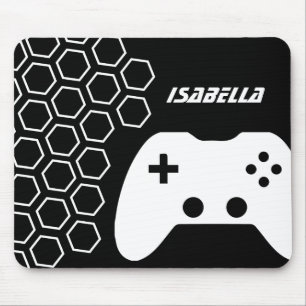Game Hot Black & White Modern Personalised Name Mouse Pad