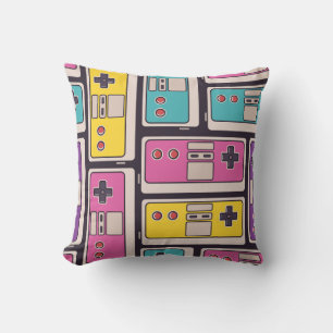 Game Joysticks Colourful Vintage Wallpaper Cushion