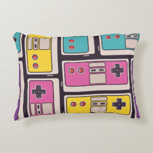 Game Joysticks Colourful Vintage Wallpaper Decorative Cushion