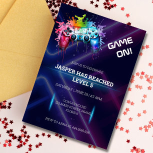  Game Level up Gamer Birthday Invitation