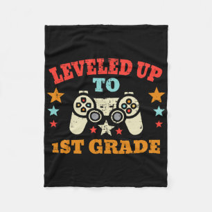 Game Levelled Up To 1st Grade First Day Of School Fleece Blanket