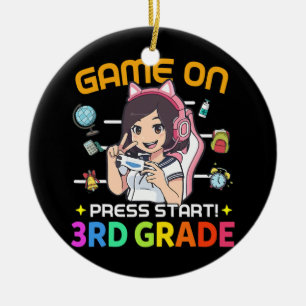 Game Levelled Up To 3rd Grade Back To School Gamer Ceramic Ornament