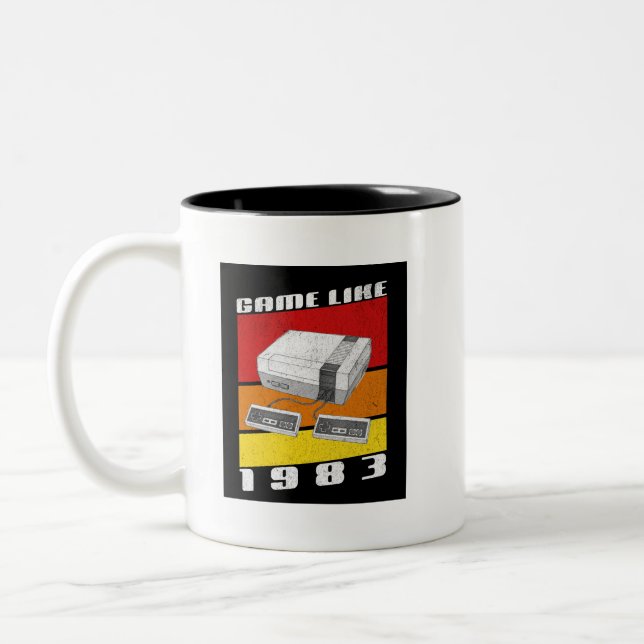 Game Like 1983, Retro Gaming Two-Tone Coffee Mug (Left)