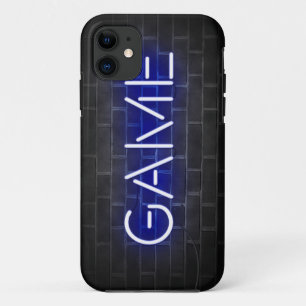 Game neon sign on brick wall iPhone 11 case