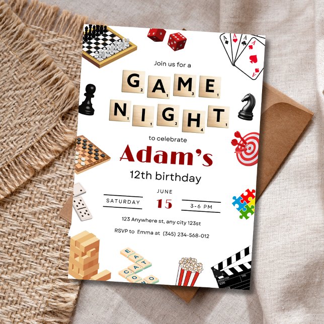 Game Night Birthday Invitation, Board Game Night Invitation (Creator Uploaded)