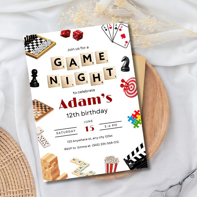 Game Night Birthday Invitation, Board Game Night Invitation (Creator Uploaded)