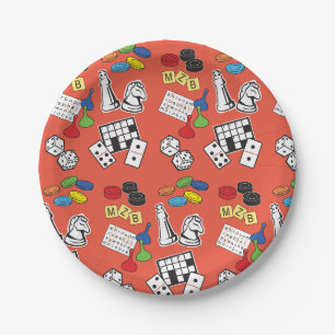Game Night, Board Games, and Word Puzzles Paper Plate