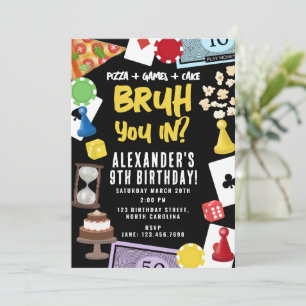 Game Night Board Games Snacks Bruh Birthday Invitation