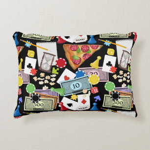 Game Night Board Games Snacks Party Decorative Cushion