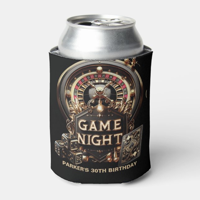 Game Night Casino Birthday Custom Can Cooler (Can Front)