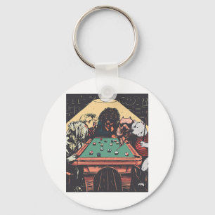 Game Night Dogs On Billiards Pool Table Shooting 8 Key Ring