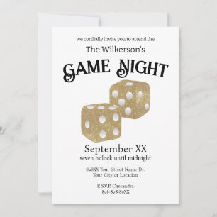 Game Night Gold Glitter Dice Invitation
