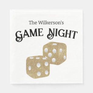 Game Night Gold Glitter Dice Napkin